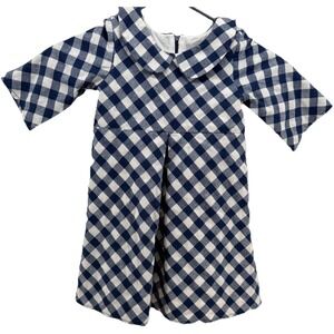 Mabel + Honey Boutique Girls 4 Blue/White Check 3/4 Sleeve Dress‎